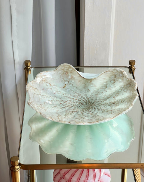 Vintage turquoise/golden Murano shell dish/bowl