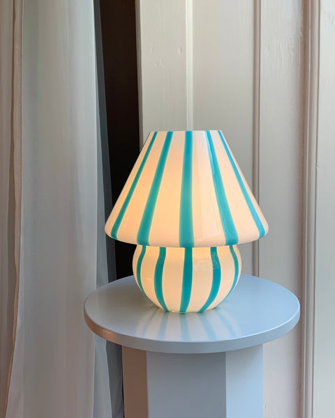 Mushroom table lamp - Blue vertical stripes