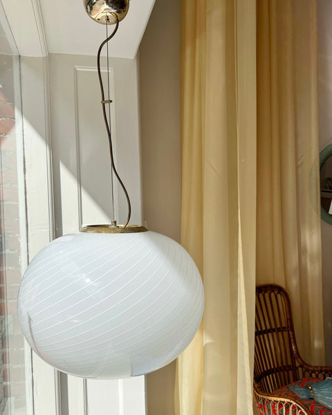 Vintage oval Murano white/light cream ceiling lamp (D45)