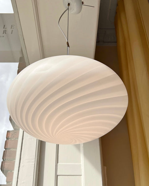 Vintage oval Murano white swirl ceiling lamp