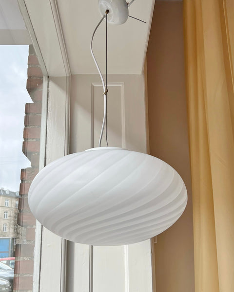 Vintage oval Murano white swirl ceiling lamp