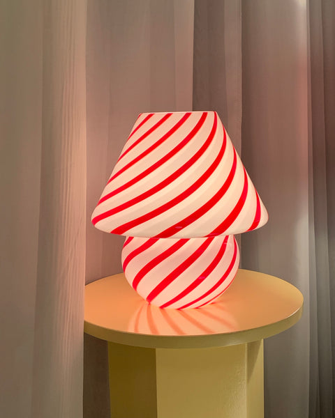 Mushroom table lamp - Red swirl