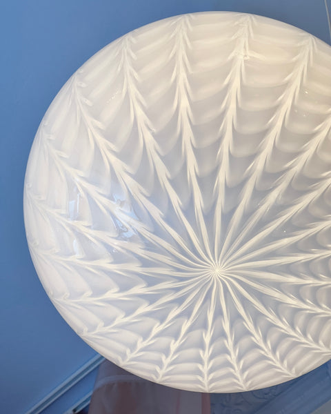 Vintage Murano white pattern oval ceiling lamp (D40)