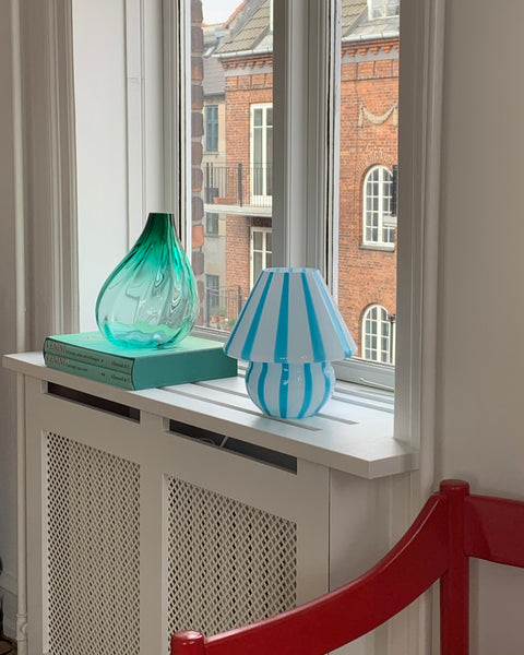 Mushroom table lamp - Blue vertical stripes