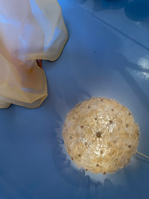 Vintage clear/golden Murano flower ceiling/wall lamp (D27)