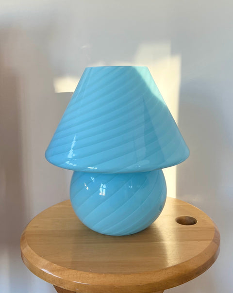 Mushroom table lamp - Light blue swirl