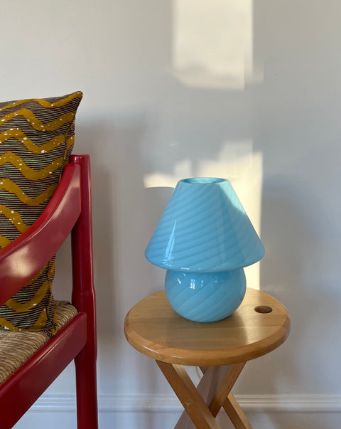 Mushroom table lamp - Light blue swirl
