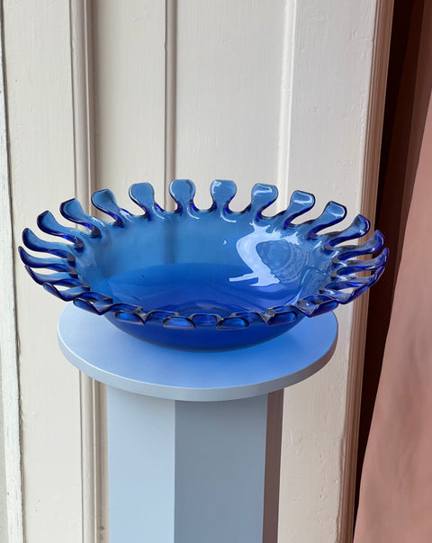 Large vintage blue Murano bowl