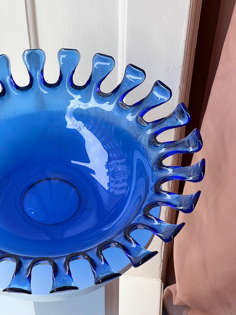 Large vintage blue Murano bowl