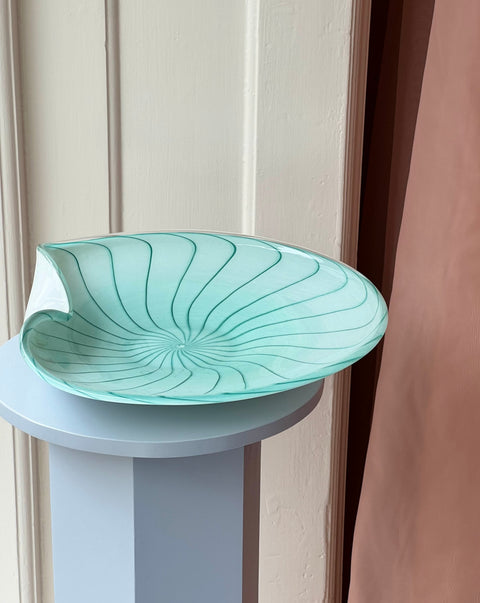 Large vintage turquoise swirl Murano bowl/dish