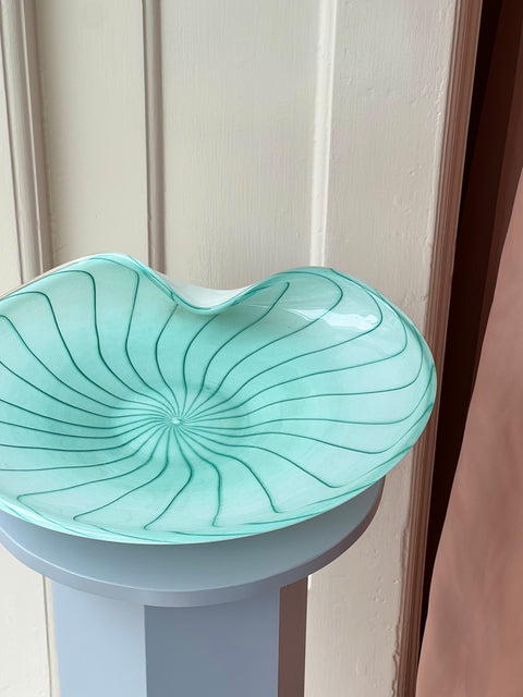 Large vintage turquoise swirl Murano bowl/dish