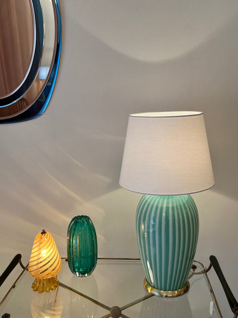 Large Green/white vintage Murano table lamp
