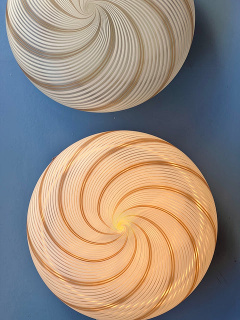 Vintage Murano white/brown blurred swirl ceiling/wall lamp (D35)