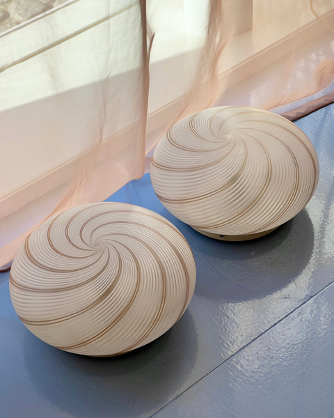 Vintage Murano white/brown blurred swirl ceiling/wall lamp (D35)