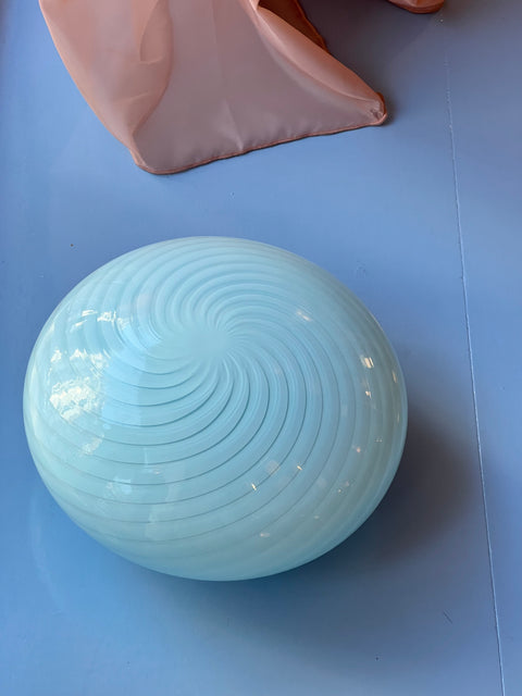 Vintage Murano light blue swirl ceiling/wall lamp