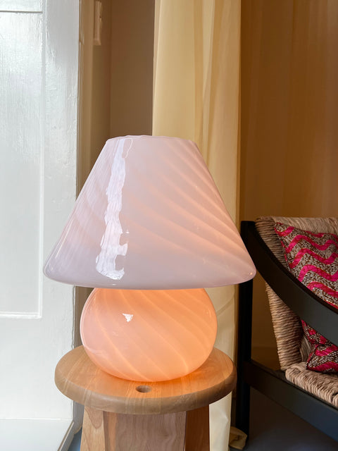Vintage light pink Murano mushroom table lamp - Large