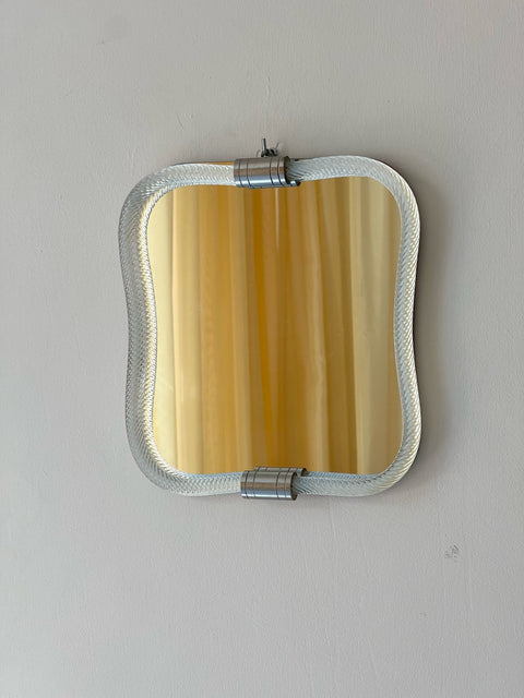 Vintage Italian mirror with clear ribbon glass frame