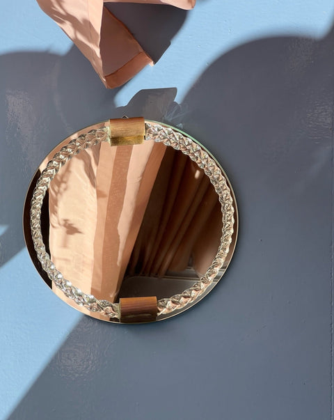 Vintage Italian mirror with twisted clear glass frame