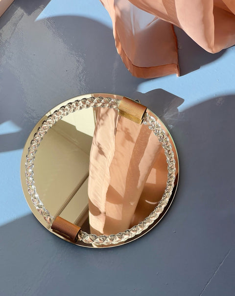 Vintage Italian mirror with twisted clear glass frame