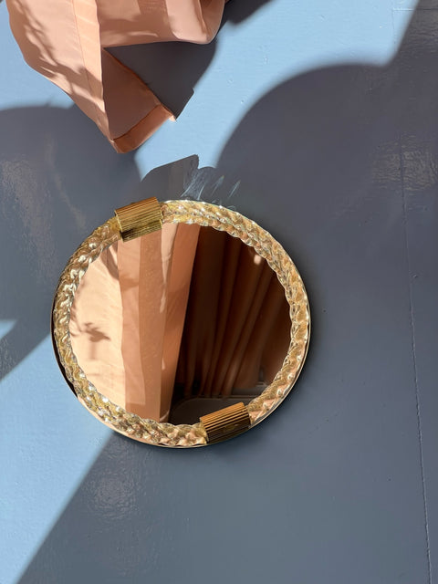 Vintage Italian mirror with twisted clear/golden glass frame