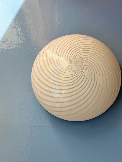 Vintage Murano white swirl ceiling/wall lamp (D28)
