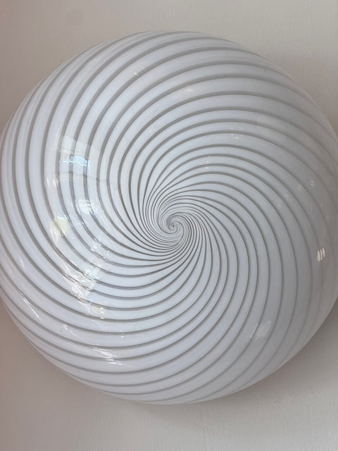 Vintage Murano white swirl ceiling/wall lamp (D28)