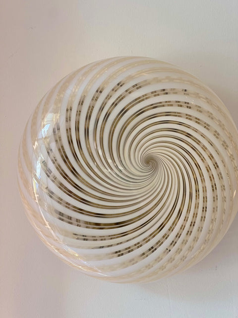 Vintage Murano golden/white swirl ceiling/wall lamp (D29)