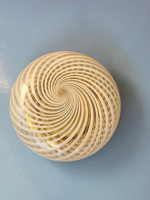 Vintage Murano golden/white swirl ceiling/wall lamp (D29)