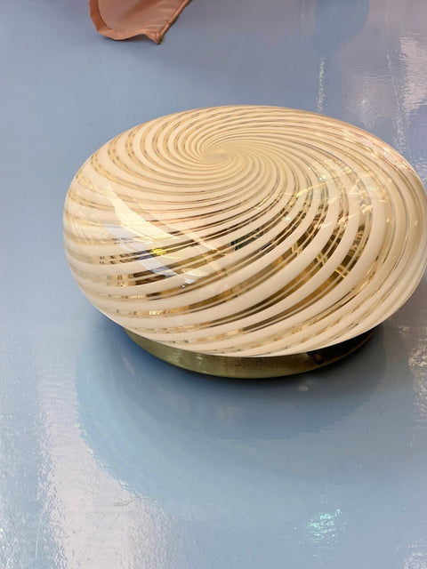 Vintage Murano golden/white swirl ceiling/wall lamp (D29)