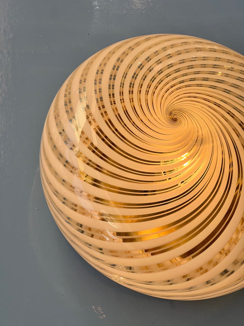 Vintage Murano golden/white swirl ceiling/wall lamp (D29)