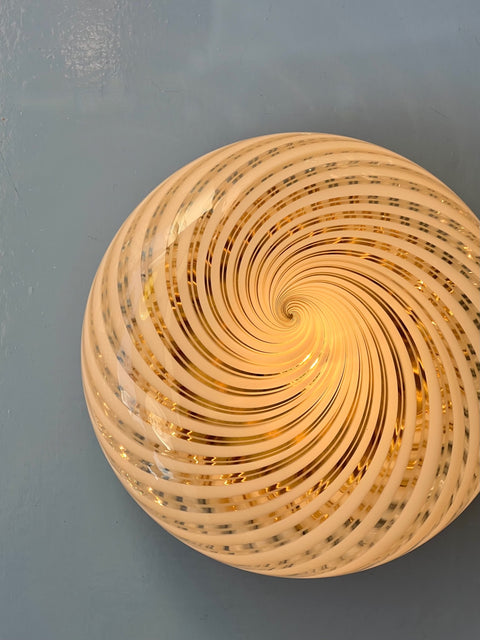 Vintage Murano golden/white swirl ceiling/wall lamp (D29)