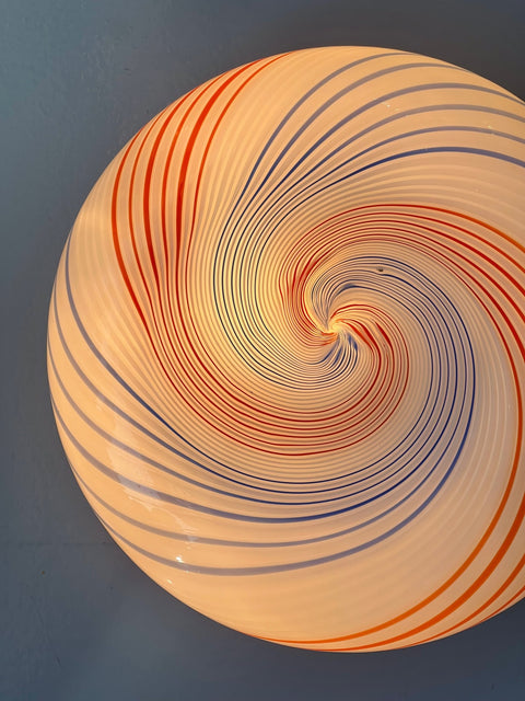 Vintage Murano multi-coloured swirl ceiling/wall lamp