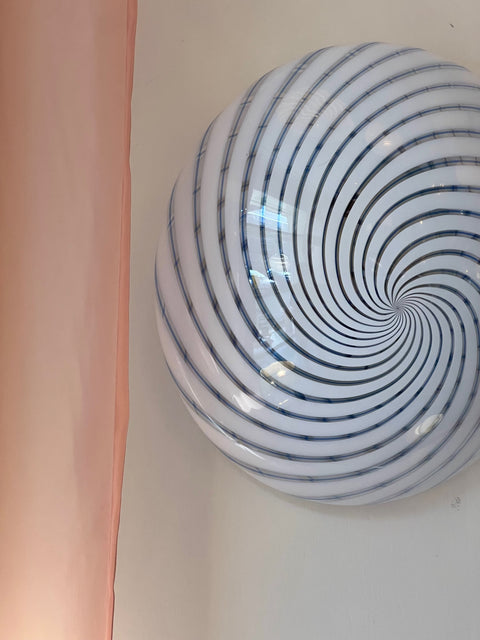 Vintage Murano blue/white swirl ceiling/wall lamp