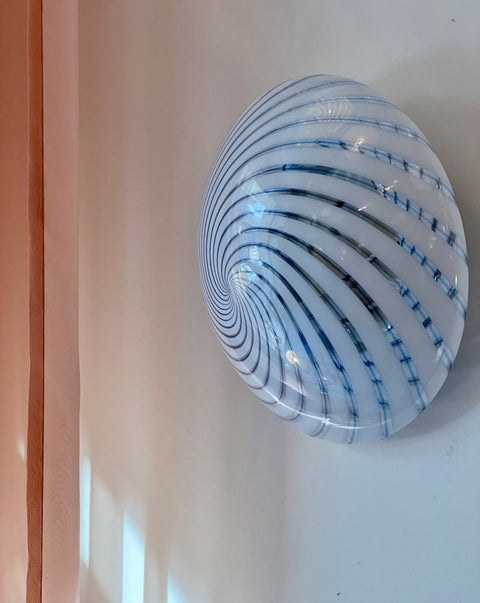 Vintage Murano blue/white swirl ceiling/wall lamp
