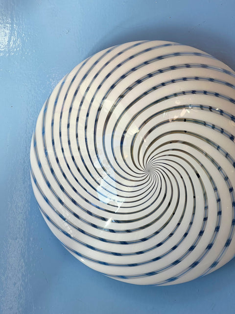 Vintage Murano blue/white swirl ceiling/wall lamp
