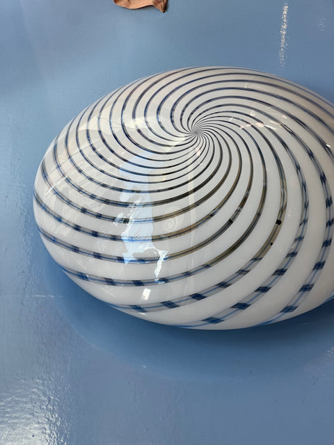 Vintage Murano blue/white swirl ceiling/wall lamp