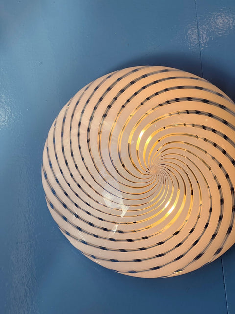 Vintage Murano blue/white swirl ceiling/wall lamp
