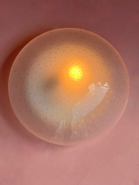 Vintage Murano white/transparent dotted ceiling/wall lamp (D38)