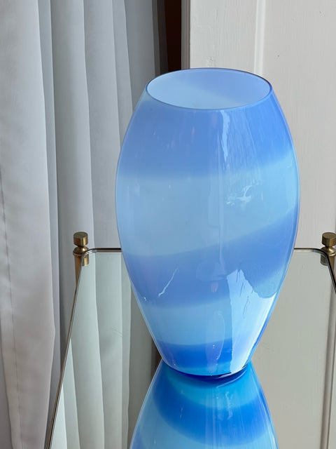 Vintage blue striped Murano vase