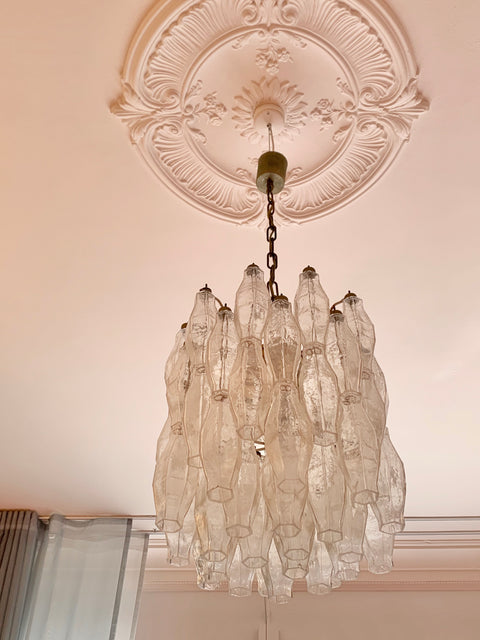 Vintage Carlo Scarpa clear Murano glass chandelier