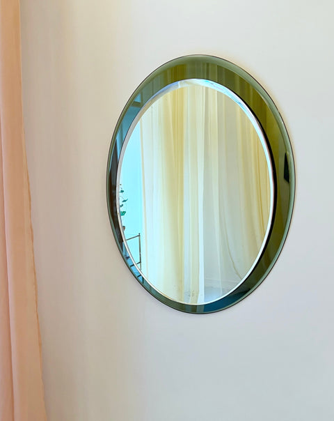 Vintage Green Oval Italian Mirror