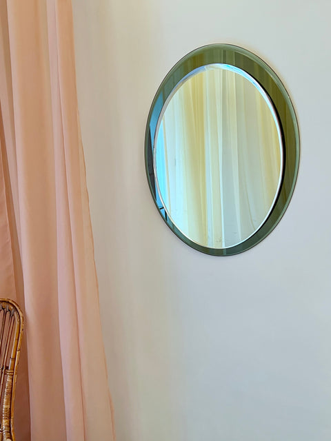 Vintage Green Oval Italian Mirror