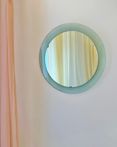 Vintage Turquoise Round Italian Mirror