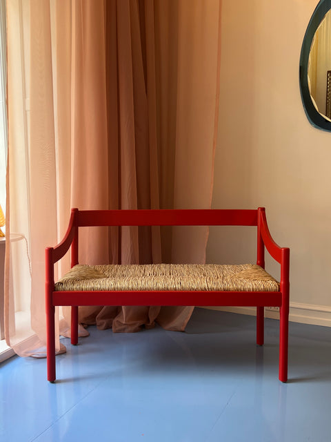 Carimate red bench by Vico Magistretti