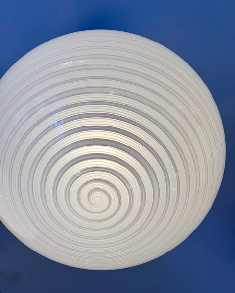 Vintage Murano oval white spiral ceiling lamp