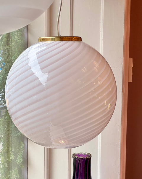 Vintage Murano light pink swirl ceiling lamp