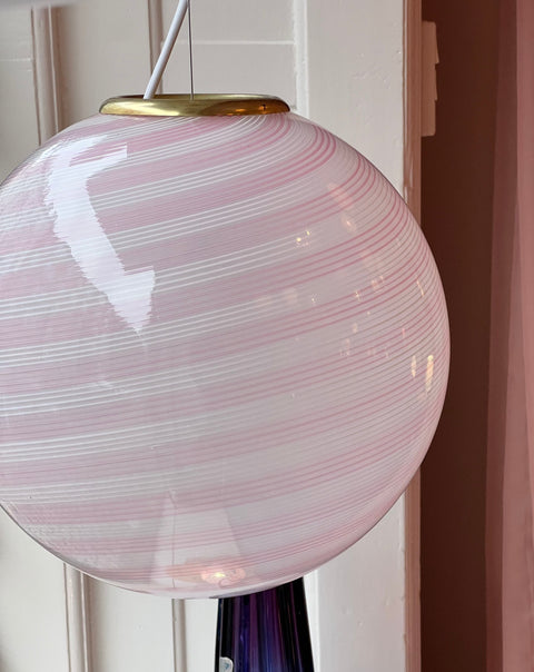 Vintage Murano light pink/white swirl ceiling lamp (D35)