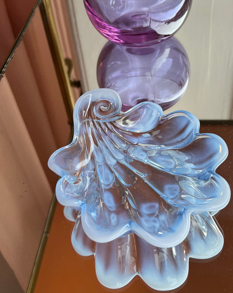 Vintage opal blue shell plate