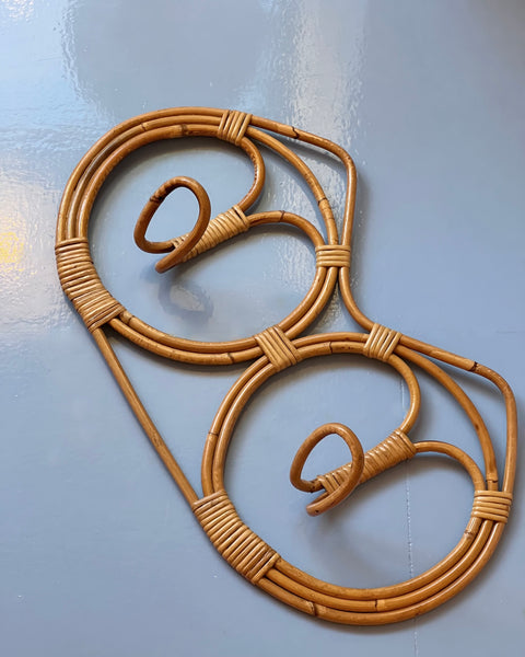 Vintage rattan coat rack
