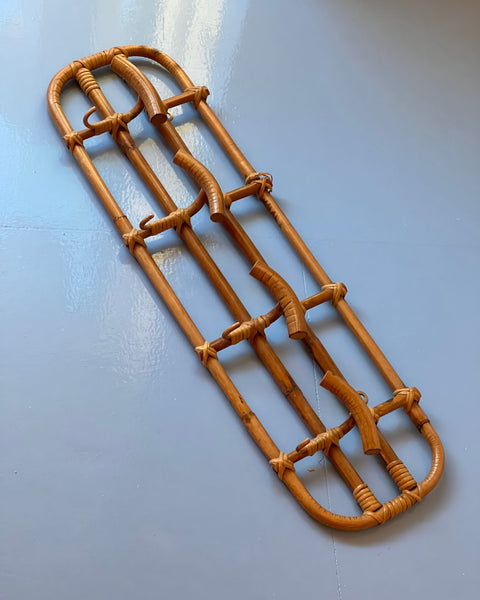 Vintage rattan coat rack